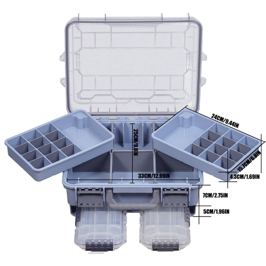 Large-capacity waterproof multi-functional double-layer accessory box